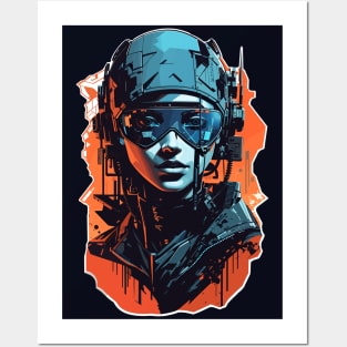 cyberpunk girl Posters and Art